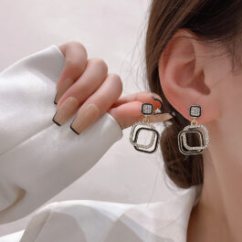 Sparkling Geometric Drop Earrings