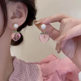 Peachy Pearl Dangle Earrings