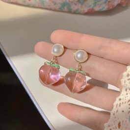 Peachy Pearl Dangle Earrings