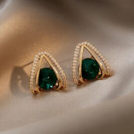 Emerald Spark Gold Frame Earrings