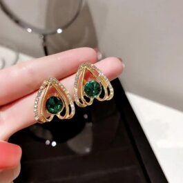 Emerald Spark Gold Frame Earrings