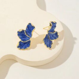 Blue & Gold Floral Earrings
