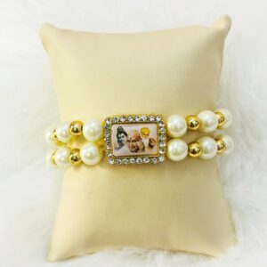 Guruji Blessing Bracelet – Pearl & Gold Beads