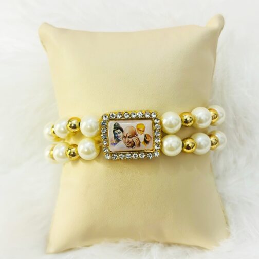 Guruji Blessing Bracelet – Pearl & Gold Beads