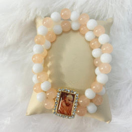 Guruji Peach & White Beaded Bracelet