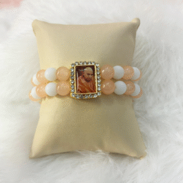 Guruji Peach & White Beaded Bracelet