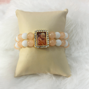 Guruji Peach & White Beaded Bracelet