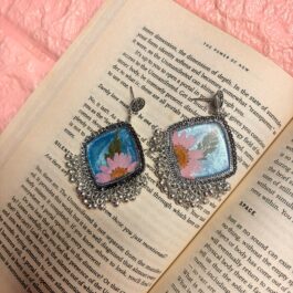 Blue and Pink Resin Earring