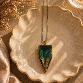 Emerald Aura Resin Pendant