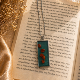 Amber Bloom Resin Pendant Necklace