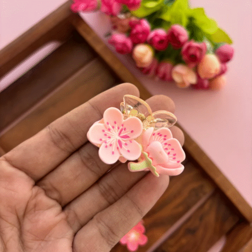 Pastel Pink Floral Claw Clip
