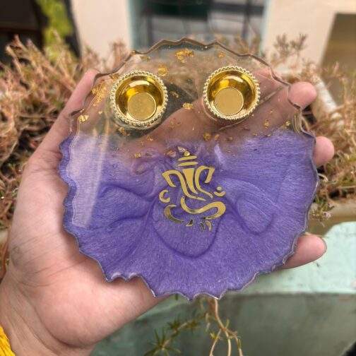 Handmade Purple Resin Pooja Thali