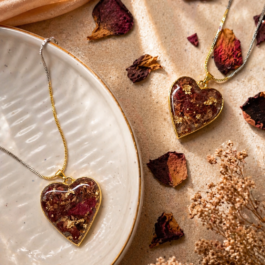 Rose Gold Heart Resin Pendant