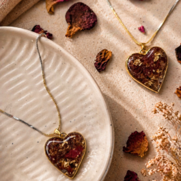 Rose Gold Heart Resin Pendant